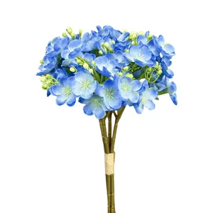 Artificial blue jasmine bouquet with multiple flower heads for home wedding decor