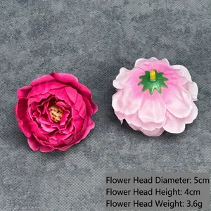 Testa di peonia artificiale in seta da 5 cm per matrimoni fai-da-te rosa e rosa chiaro