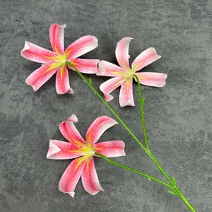Lilas artificiels roses avec trois têtes réalistes pour déco maison et mariage