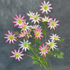 Artificial Daisy Flowers Fabric Multi Head Wild Chrysanthemum Single Stem For Home Wedding Hotel Decor Faux Flowers