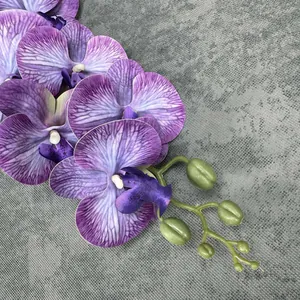 Realistische kunstmatige orchidee met 9 paarse koppen voor huisdecoratie