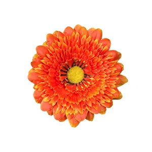 Vibrant orange artificial daisy flower head with layered petals and realistic yellow center