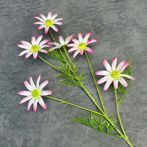 Artificial 6-head daisy bouquet with pink and white gradient petals for home decor