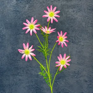 Artificial 6-head pink silk daisy branch for home decor, height 75cm and flower diameter 8cm