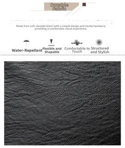 Detail of waterproof litchi pattern leather with scratch-resistant texture and hardware