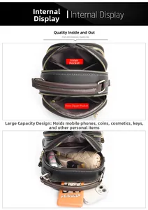 Detailed internal view of a multi-layer round crossbody bag with large capacity