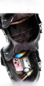 Détails des compartiments internes du sac à dos pour ordinateur et objets du quotidien