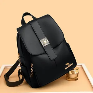 Fashion Litchi Grain Leather Backpack For Women Large Capacity Waterproof Travel Bag Minimalist Daily Commute Schoolbag