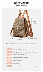 Size guide for diamond lattice backpack showing 31x25x10cm dimensions and features