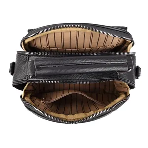 Litchi pattern leather doctor bag with dual main compartments and top handle