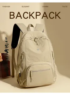 Detail view of large waterproof sports backpack with durable straps and multiple pockets
