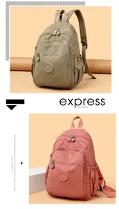 Détail du sac à dos en nylon lavé montrant la texture spéciale et les poches latérales