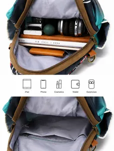 Vue détaillée de l'intérieur d'un sac à dos tigre spacieux avec plusieurs poches pratiques