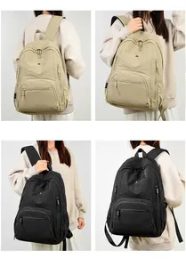 Macro detail of ergonomic padded shoulder straps and mesh side pockets on casual backpack