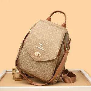 Women Fashion Monogram Backpack PVC Material Anti-theft Lock Retro Printing Kangaroo Logo Multi-pocket Travel Daypack Ladies Gift