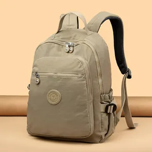 Waterdichte Rugzak Van Gewassen Stof Laptoptas Meerdere Zakken School Reizen Outdoor Casual Effen Kleur Unisex Daypack