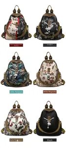 Sacs à dos vintage en nylon avec imprimés floraux, animaliers et lettrés en six styles