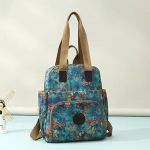 Fashion Large Capacity Women Backpack Oxford Cloth Floral Letter Print Waterproof Outdoor Travel School Bag Tote Handbag