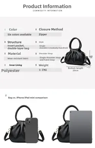 Tableau des tailles détaillé pour sac nuage noir montrant dimensions 20x15x10cm et comparaison iPad