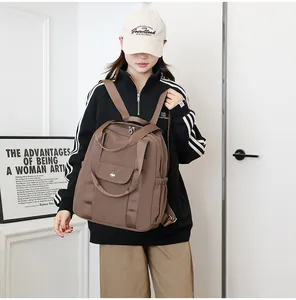 Wasserabweisender Nylon Rucksack in Kaffeebraun mit großem Fassungsvermögen