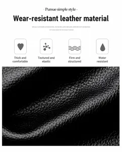 Detail of specially customized black leather with elastic and water-repellent texture
