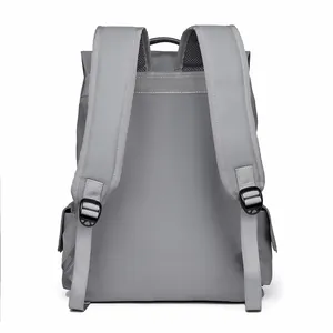 Sac à dos voyage d'affaires en tissu gris imperméable avec bretelles en mesh respirant
