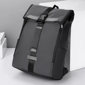 Sac à Dos pour Ordinateur Portable Business en Cuir Enduit pour Hommes Femmes Imperméable Grande Capacité Sac à Dos de Voyage Avec Compartiment pour Ordinateur 15.6 Pouces