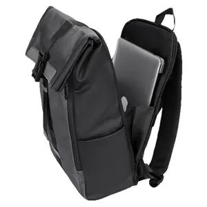 Sac à dos d'affaires étanche noir avec panneaux gris et bretelles ergonomiques en mesh