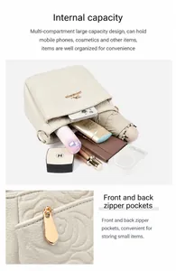 Detailed internal capacity of leather bucket bag showing storage for daily essentials