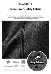 Close-up of premium black lychee texture leather with durable waterproof stitching