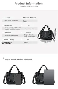 Detailed internal structure and dimensions of black snake print bag with silver chain