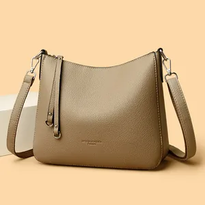 Women Genuine Leather Bucket Bag Pebbled Cowhide Shoulder Crossbody Bag Minimalist Handbag For Daily Commuting Fashion