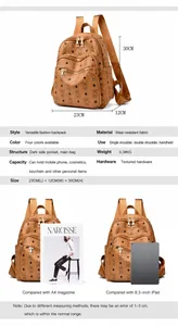 Detailed dimensions and specifications of the bear print leather backpack for women