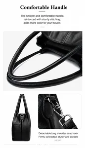 Detalle de asas reforzadas y ganchos de metal plateado desmontables en bolso tote de cuero