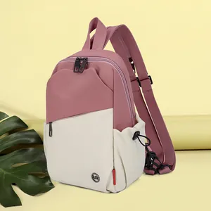 Multifunctional Nylon Backpack For Women Men Waterproof Color Block Fashion Chest Bag Casual Travel Lightweight Small Rucksack