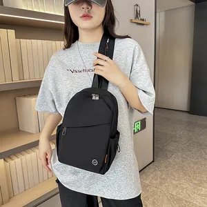 Waterproof black crossbody chest bag with LST logo and adjustable shoulder strap for travel