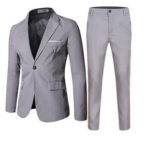 Men's Slim Fit Business Suit Two-Piece Set Notch Lapel Single Breasted Blazer And Pants For Wedding Office Party Formal Wear
