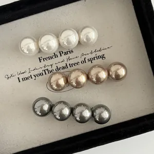 Pince à Cheveux Rétro Français Imitation Künstliche Perle Élégante Barrette à Grandes Künstliche Perles pour Femme Minimaliste Champagne Or Gris Accessoires Cheveux