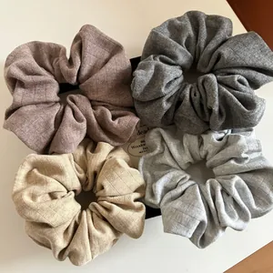 Women's Korean Style Knitted Ribbed Scrunchies Solid Color Elastic Hair Ties Large Hair Bands Accessories For Women