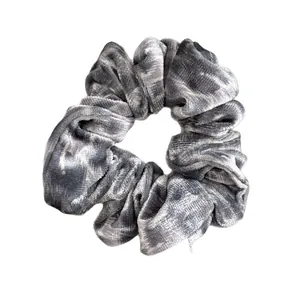 Elegant marble tie-dye velvet hair scrunchie with high elasticity for women's ponytail