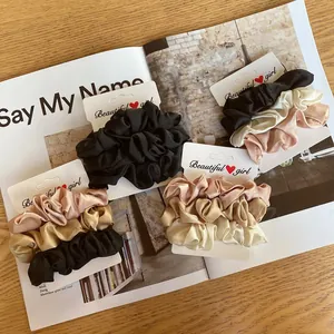 Chouchous en Satin Raffinés Élastiques à Cheveux Style Français Bandeaux en Soie Pour Femmes Accessoires Cheveux