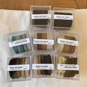 Women High Elasticity Hair Ties Set Brown Coffee Neutral Tones Hair Bands For Girls Gift Hair Accessories With Box