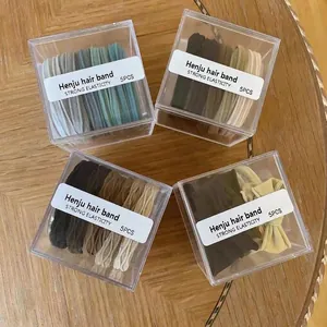 Strong elasticity hair bands set in acrylic boxes with versatile multi-color options