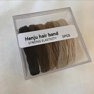 5PCS high elasticity earth-toned hair bands set in a transparent storage box