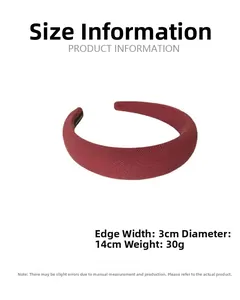 Dettagli taglia per fascia in spugna color cioccolato con larghezza 3cm e diametro 14cm