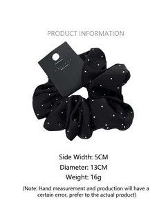 Detailed size specifications for the satin rhinestone scrunchie with 13cm diameter