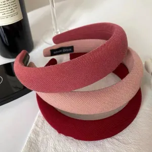 Cerchietto in Spugna Imbottita a Tinta Unita Vintage per Donna Elegante Cerchietto per Capelli ad Alto Cranio Tessuto a Costine Accessorio Quotidiano