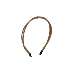 Elegant knotted brown faux leather headband with a minimalist triple-strand design