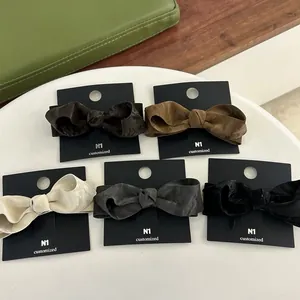 Fashion Korean Bow Hair Clips For Women High-End Matte Texture Duckbill Side Clips Elegant Fabric Bowknot Hair Accessories