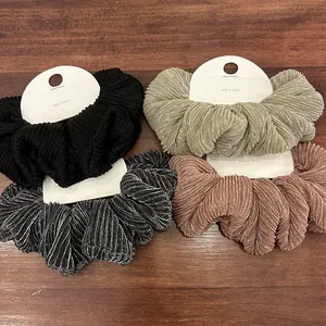 Metallic Shine Pleated Hair Scrunchie Vintage Elastic Hair Tie Elegant Scrunchy For Women Daily Hair Accessories